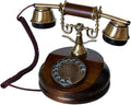 Real Wood Retro Telephone with Vintage Rotary Dial and Metal Bell G1750