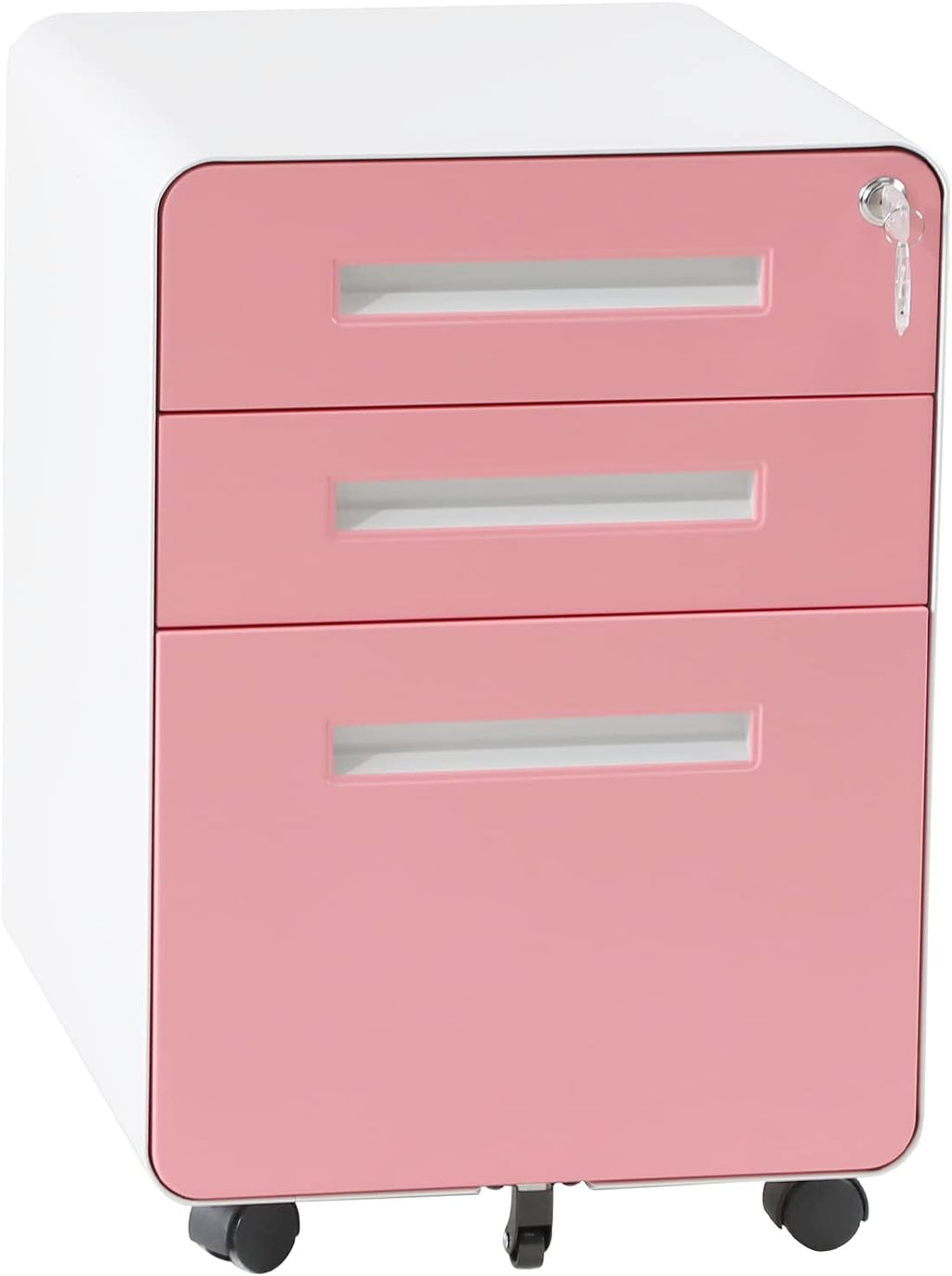 Black 3 Drawer Metal File Cabinet with Wheels P310
