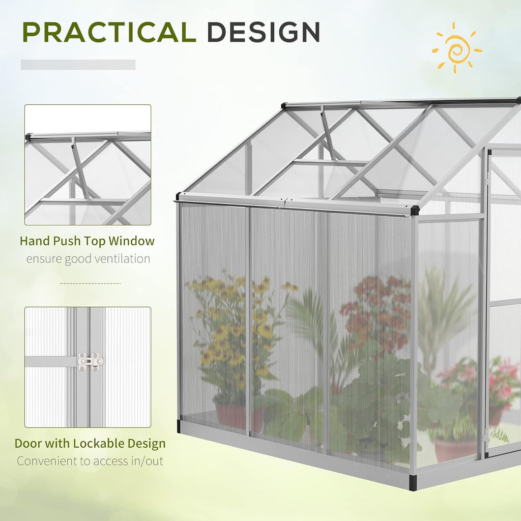 6' x 6' Walk-in Polycarbonate Greenhouse with Roof Vent L383