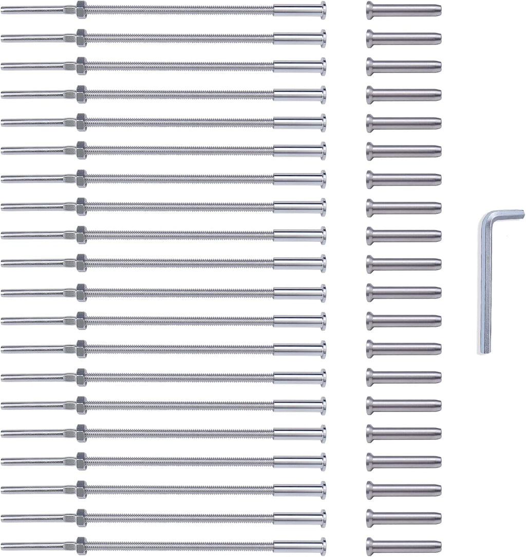 20 Pack Cable Railing Kit 1/8 T316 Stainless Steel Hardware N443
