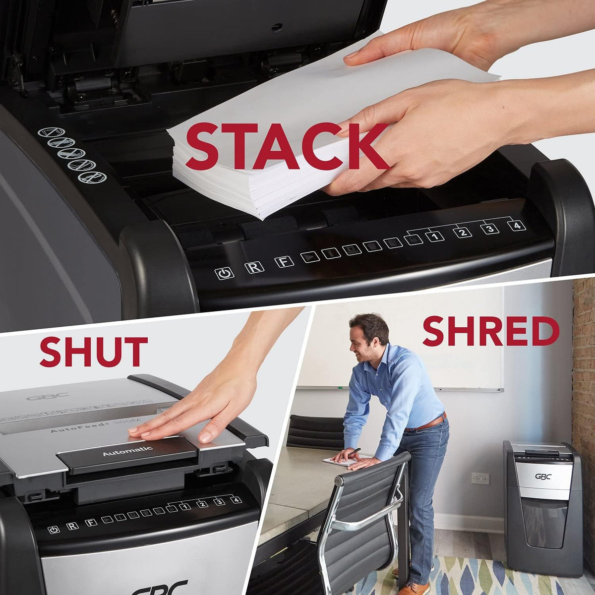 Auto Feed 300 Sheet Capacity Micro-Cut Paper Shredder W234