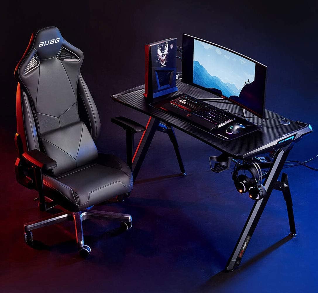 Gaming Style Desk with Cup Holder & Headphone Hook H677717