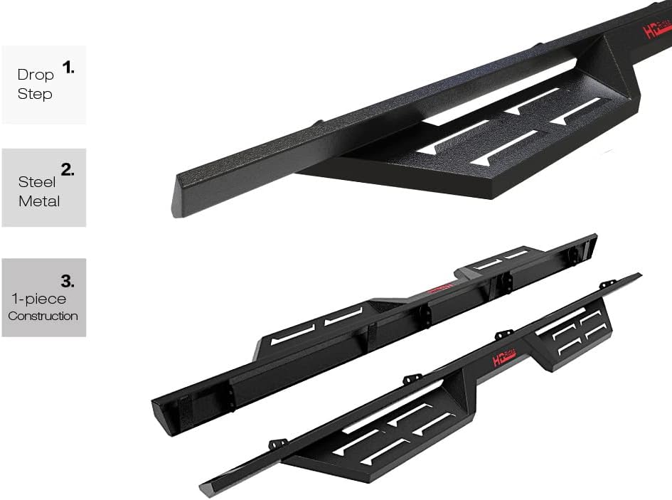 Steel Drop Down Style Running Boards Compatible with Dodge Ram 1500 Quad Cab C6448