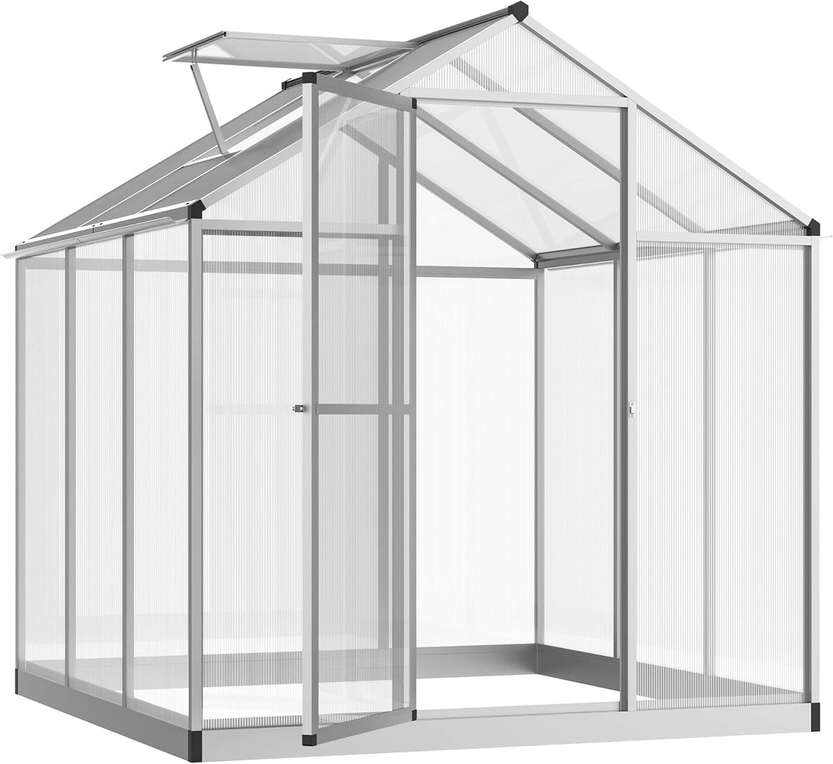 6' x 6' Walk-in Polycarbonate Greenhouse with Roof Vent L383