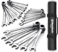 Ratcheting Combination Wrench Set, SAE & Metric, 22-piece, Chrome Vanadium Steel H326039