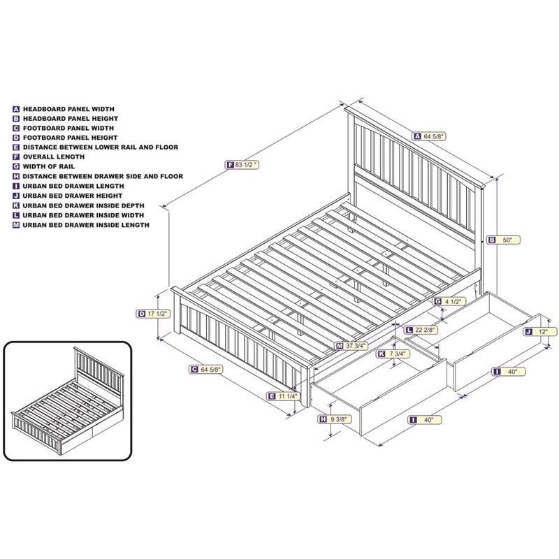 Queen Bed with 2 Drawers B613
