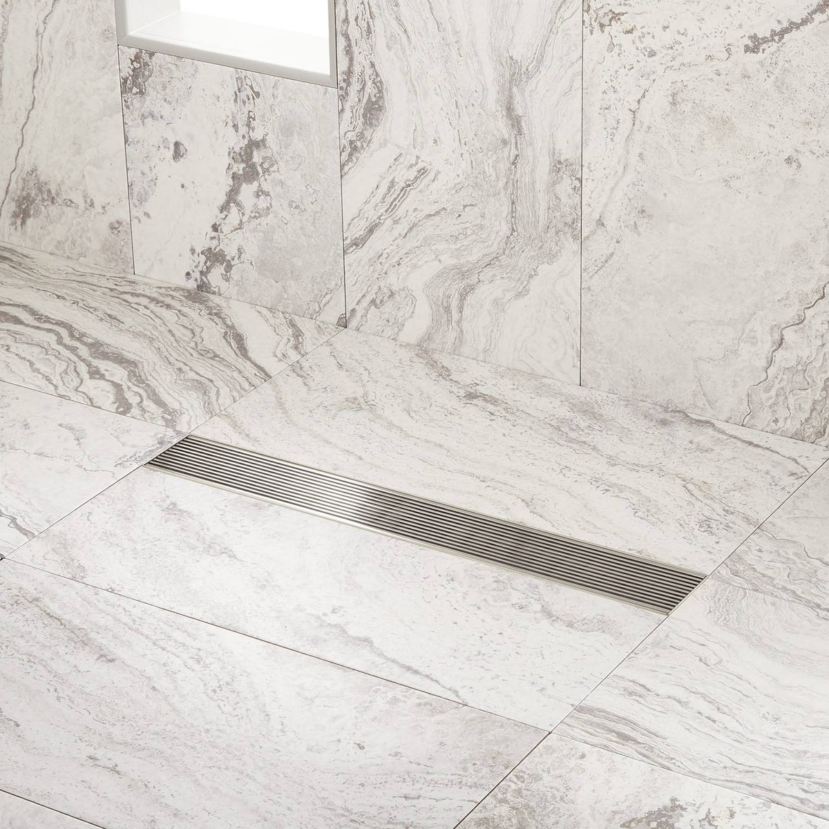 28x22 Linear Shower Drain with Flange Polished Stainless Steel B15328
