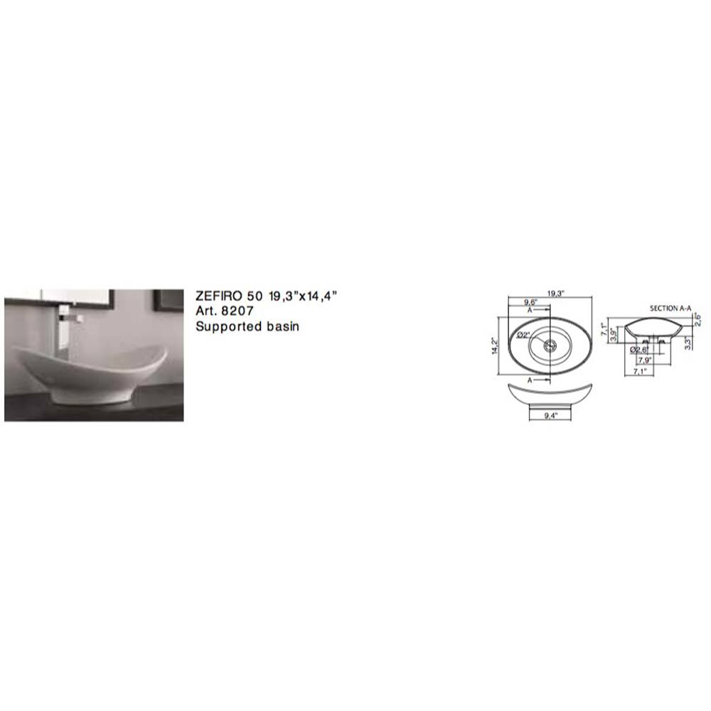 White Oval Vessel Bathroom Sink N685