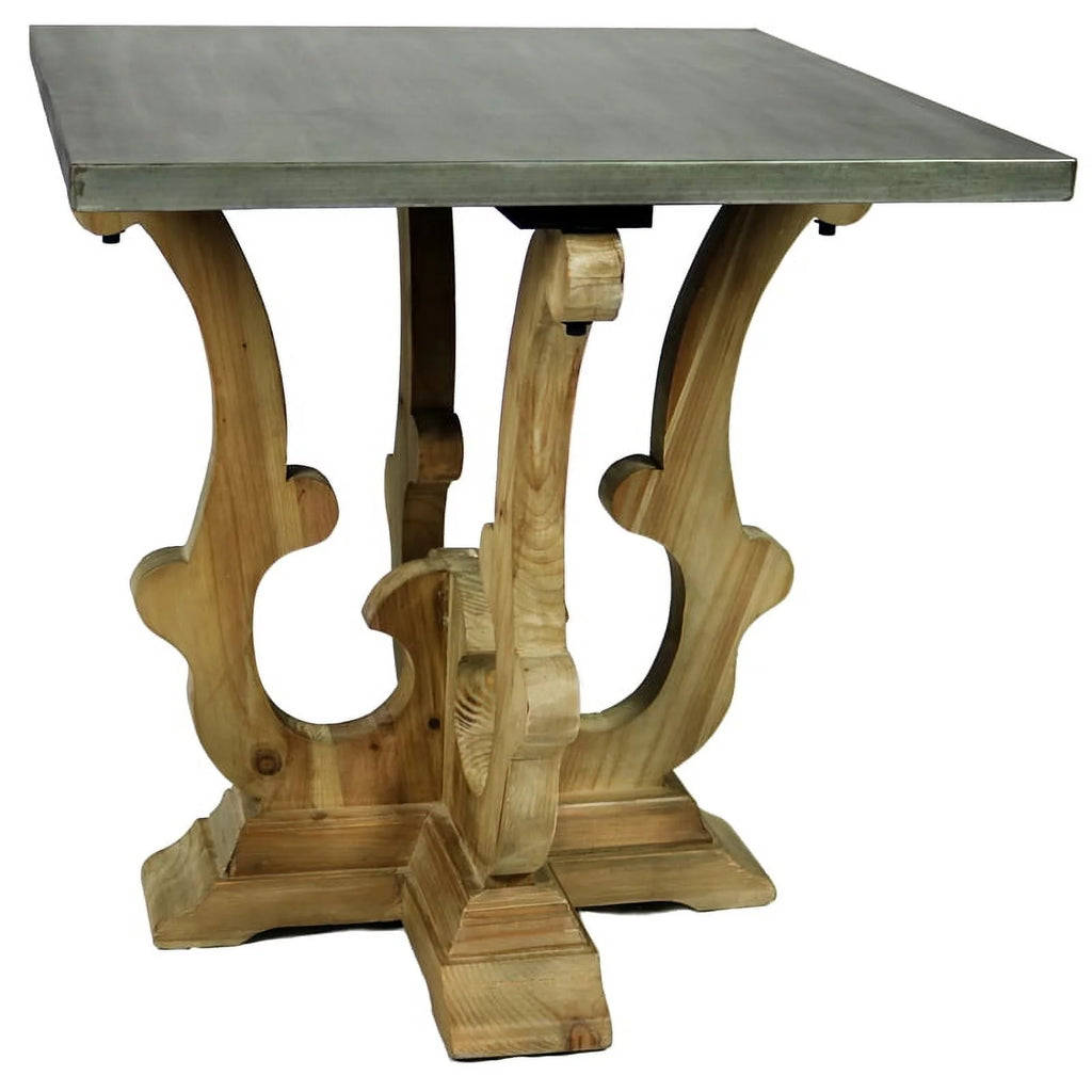 Solid Wood End Table with Zinc Top V405542