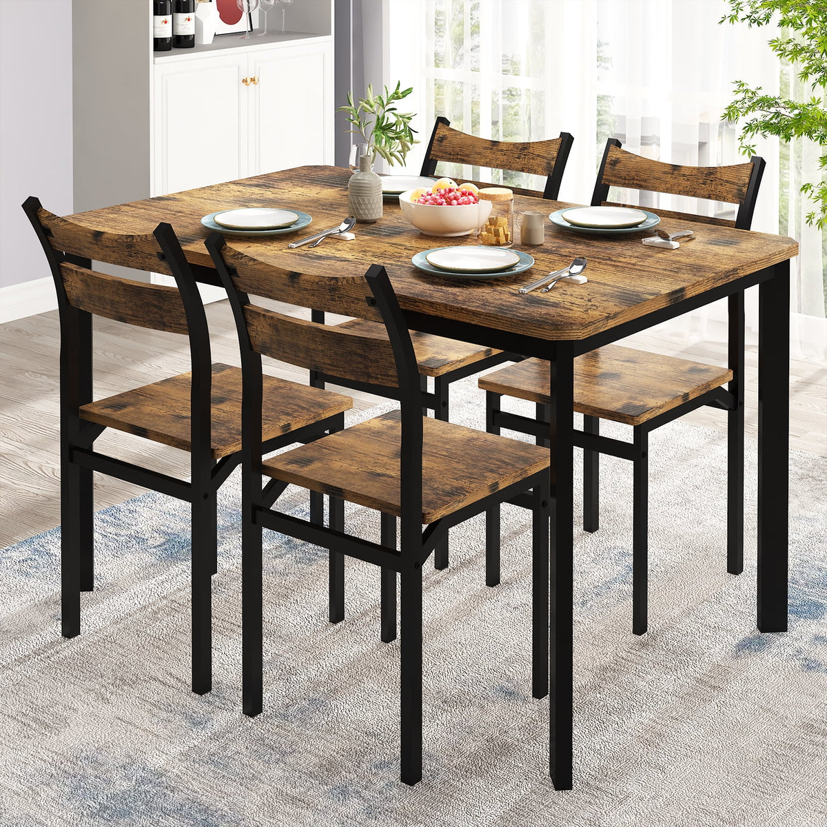 Dining Table Set for 4 with 4 Chairs Y6037