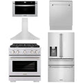30 Gas Range, Range Hood, Microwave, Refrigerator, Dishwasher in Stainless Steel N390