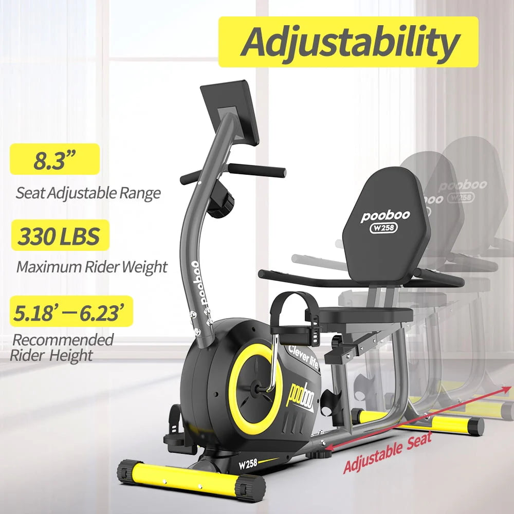 Recumbent Stationary Exercise Bike Adjustable Magnetic Resistance Z6699