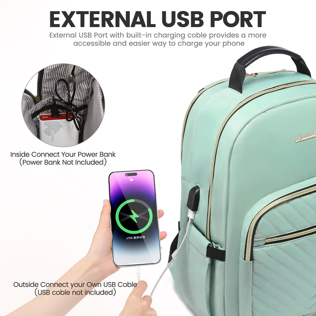 15.6" Quilted Laptop Backpack with USB I48910