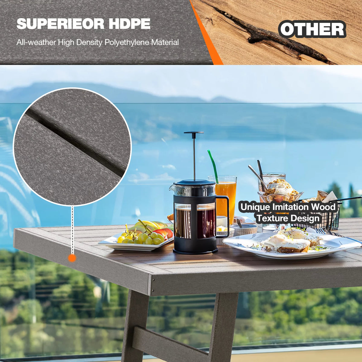 5 Piece HDPE Patio Dining Set with 4 Armchairs G3270
