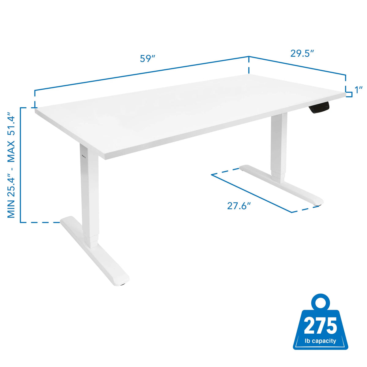 Electric Standing Desk Frame with 55" Desktop, White L4718