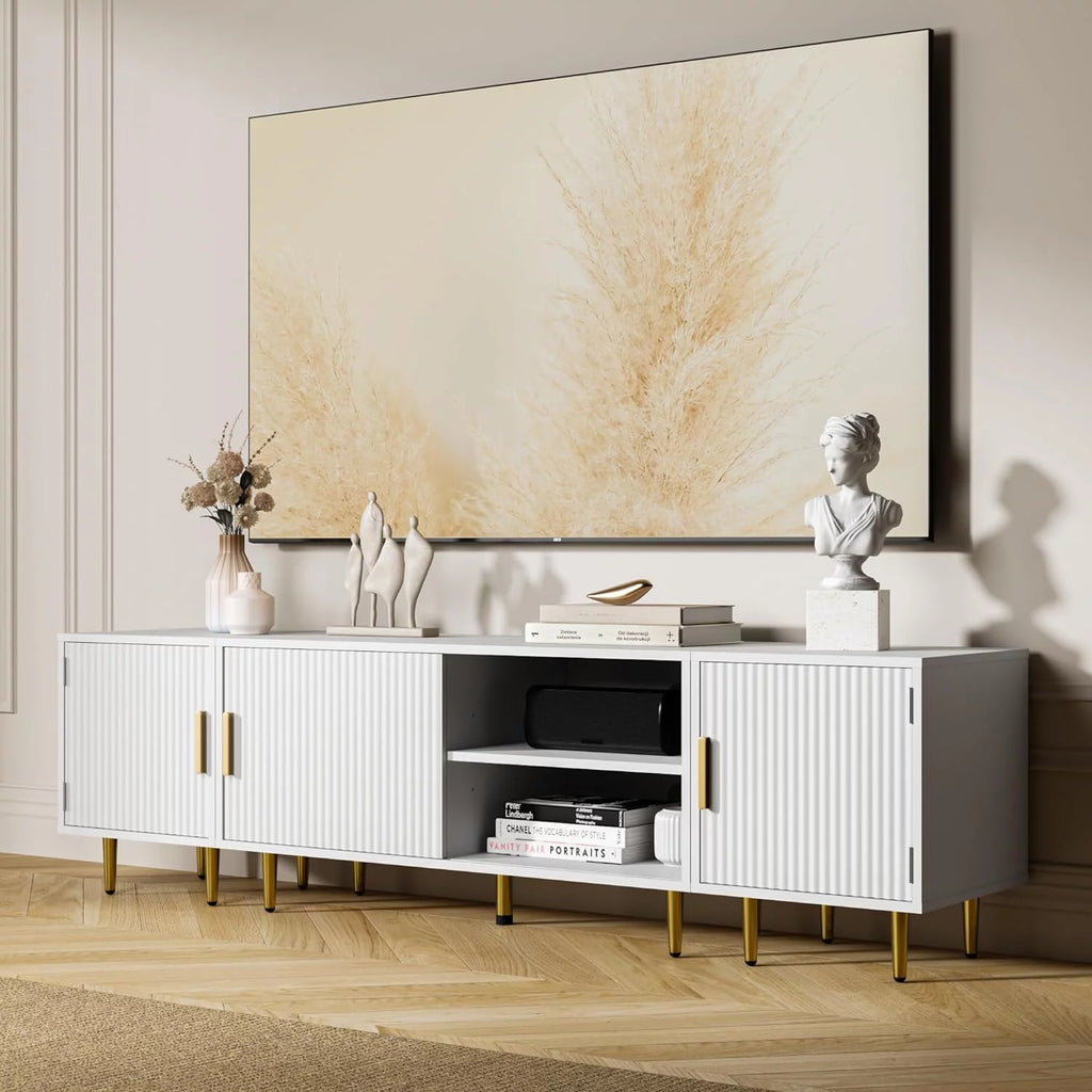 White TV Stand with Storage Cabinet E58449