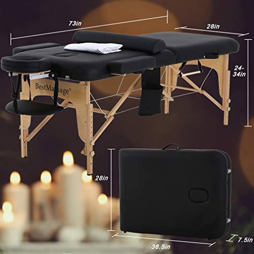 Portable Massage Table 28 Inch Wide Adjustable Folding PU Leather M584