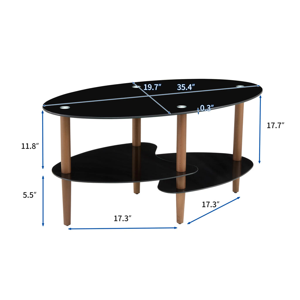 Oval 3-Tier Glass Coffee Table M3036