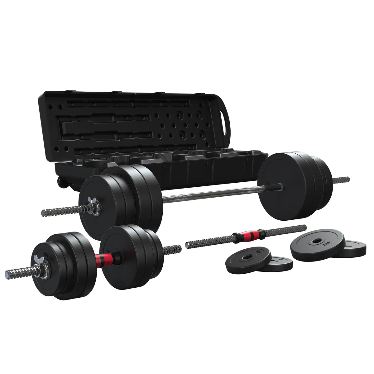 2-in-1 Adjustable Dumbbell and Barbell Set, 100lbs., Black Y691