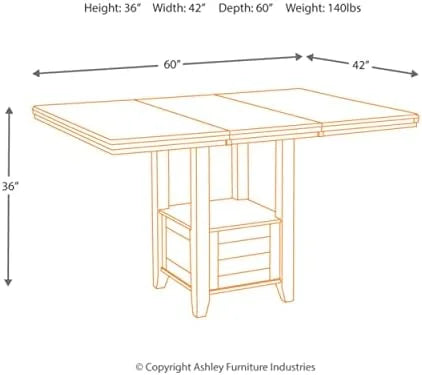 Dark Brown 36" Counter Height Dining Extension Table D23107