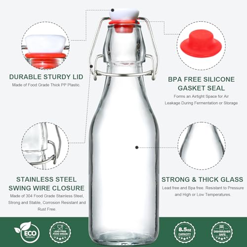 8 Pack 8.5oz Flip Top Glass Bottles J927
