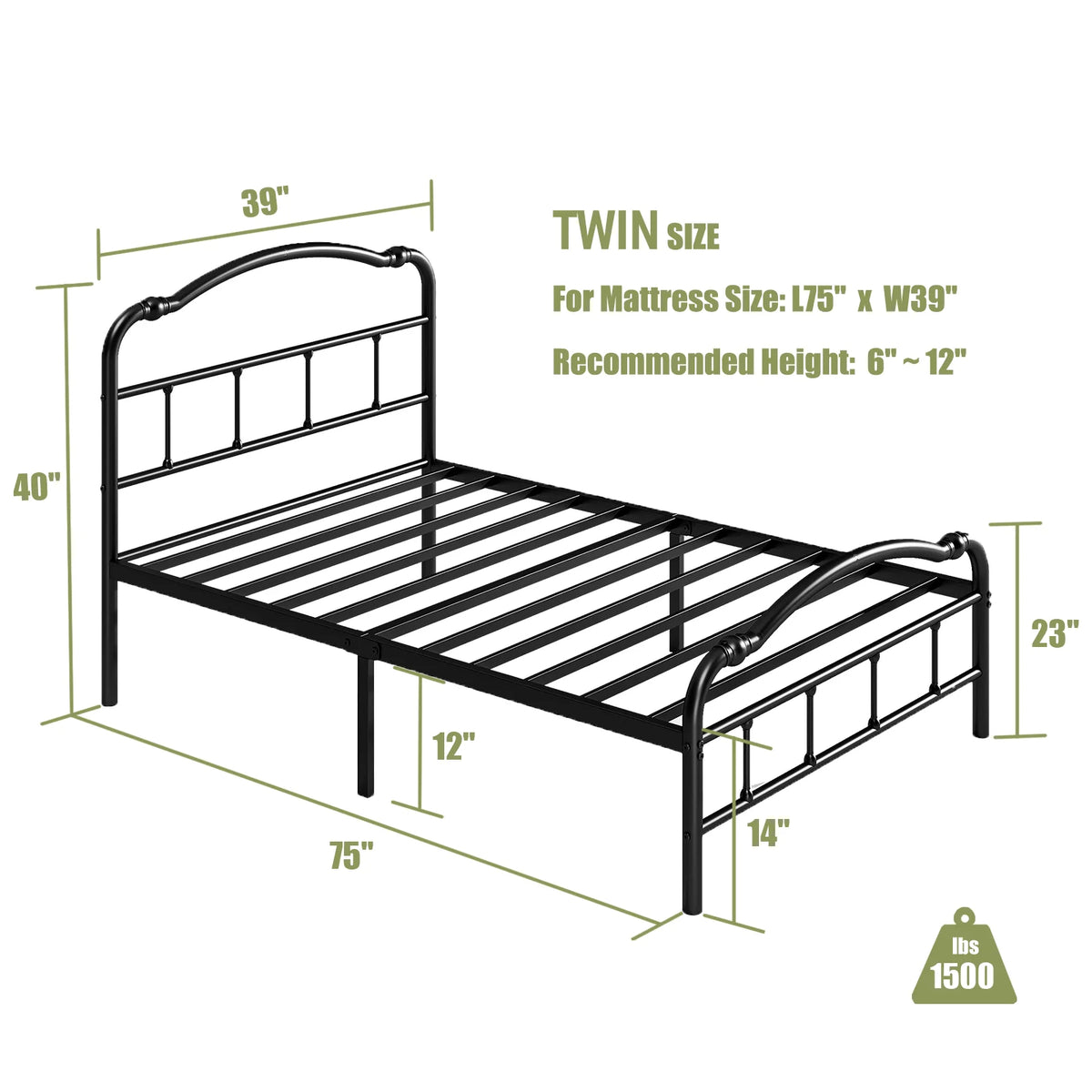 Queen Platform Bed Frame with Headboard and Footboard H7113