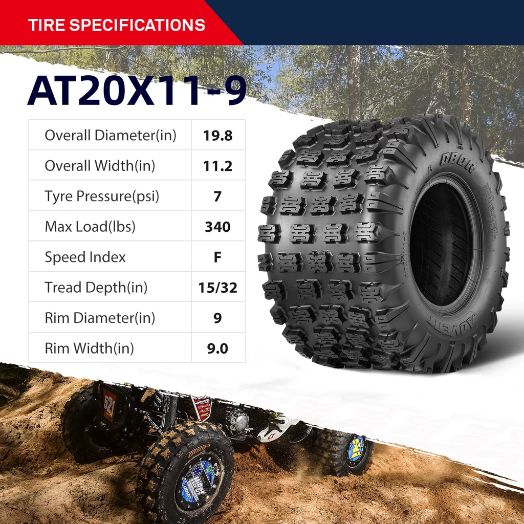 20x11-9 ATV Tires 6 Ply All Terrain Set of 2 P4794