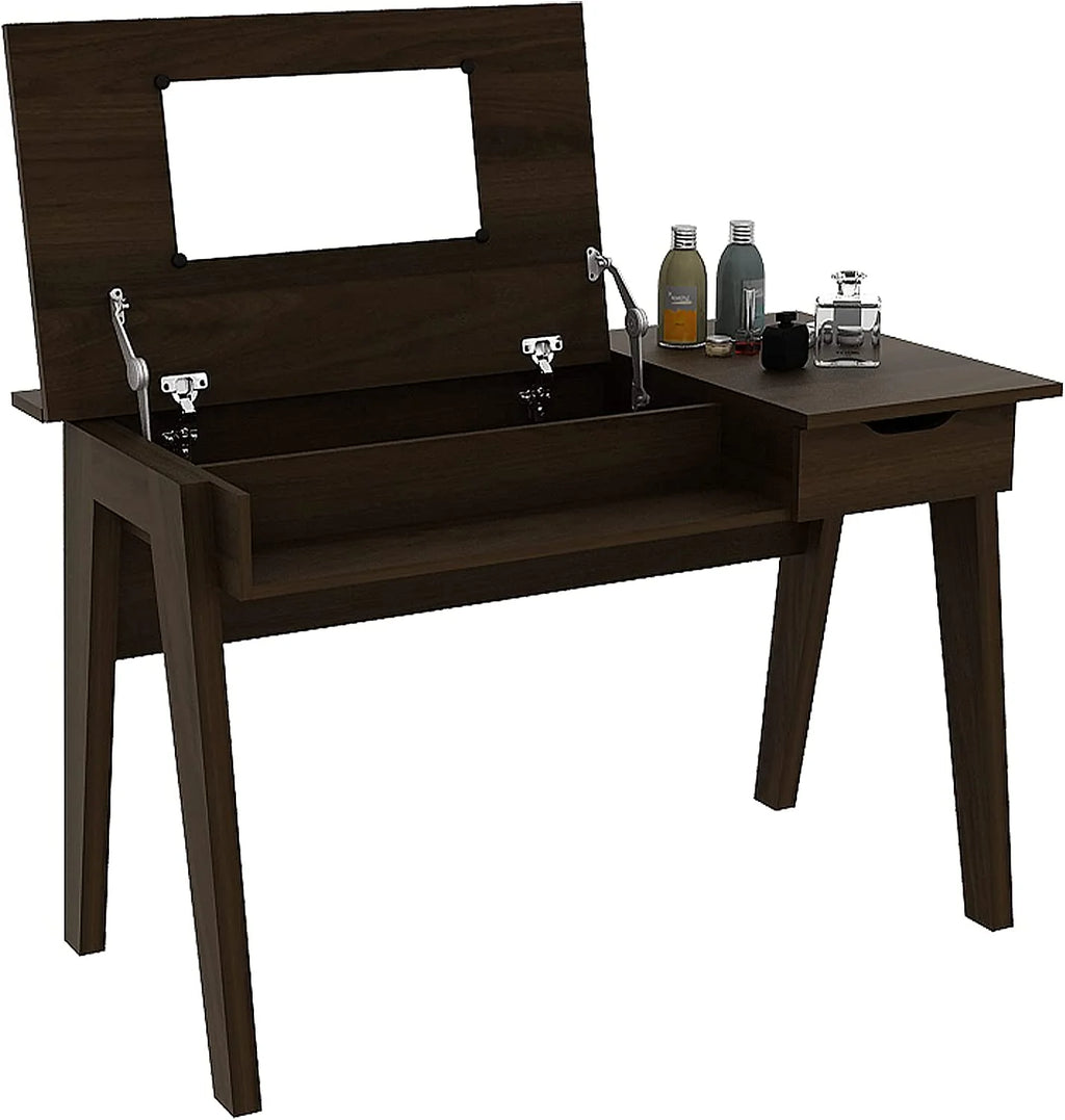 Espresso Wood Vanity Table with Flip Top Mirror M3809