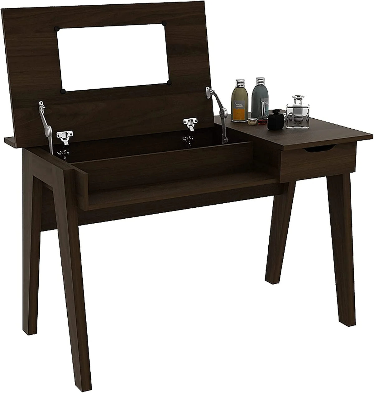 Espresso Wood Vanity Table with Flip Top Mirror M3809
