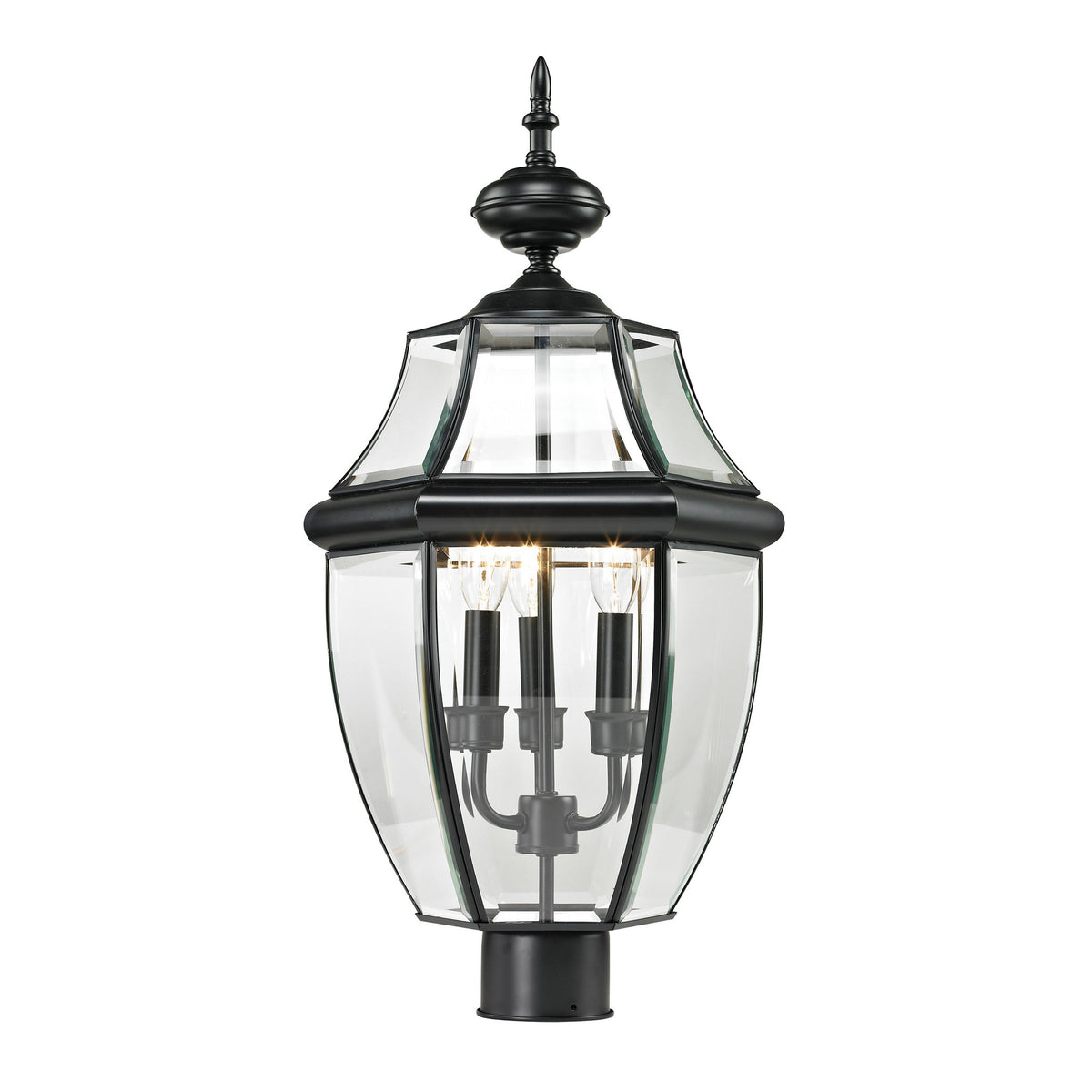 Black 3-Light Post Mount Lantern M2364