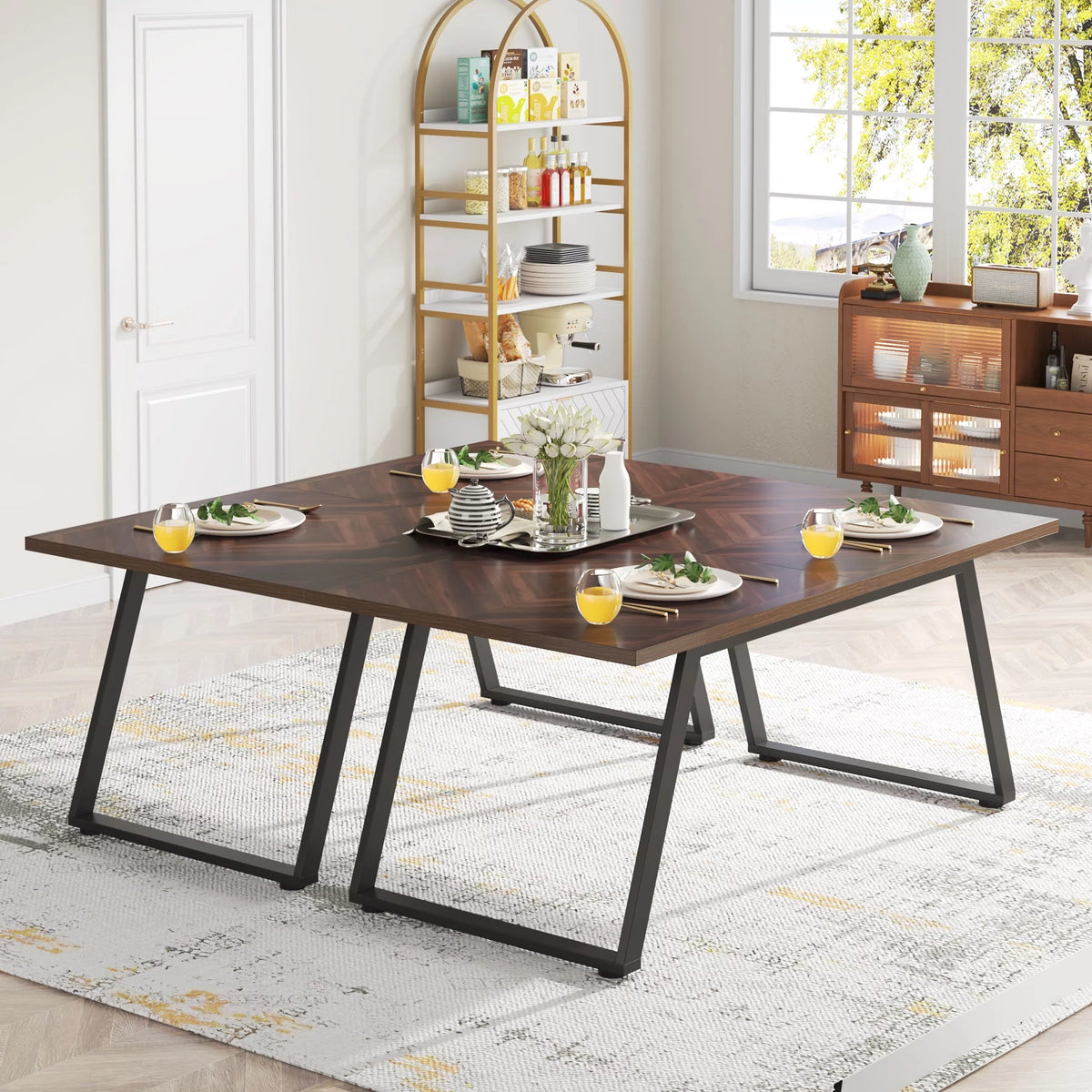 Rectangle Wooden Dining Table with Steel Legs W129685