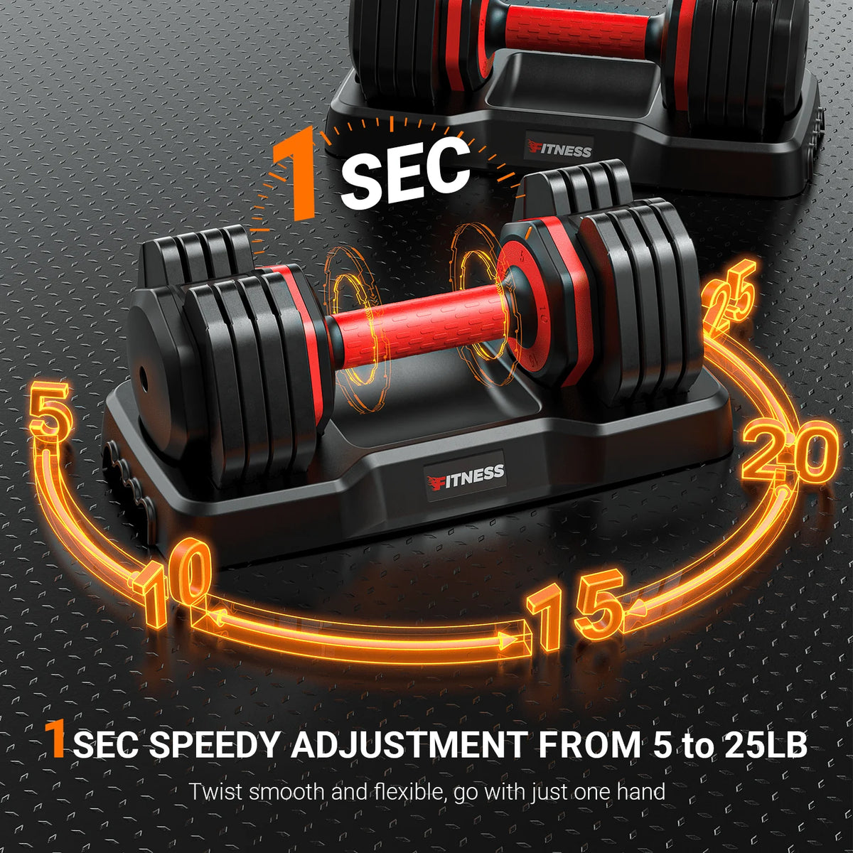 55lb 5 in 1 Adjustable Dumbbell Set with Rack U59641