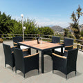 7 Piece Outdoor Wicker Dining Set with Beige Cushions R45358