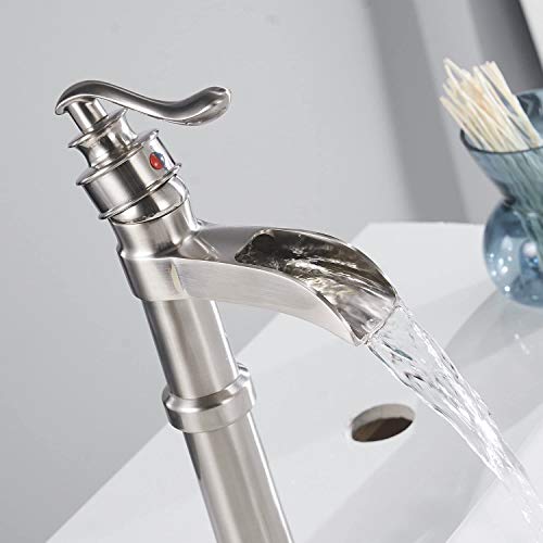 Black Waterfall Bathroom Sink Faucet with Pop Up Drain K463180