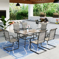 7 Pieces Outdoor Patio Dining Set with 6 Textilene Chairs and Metal Table V20465