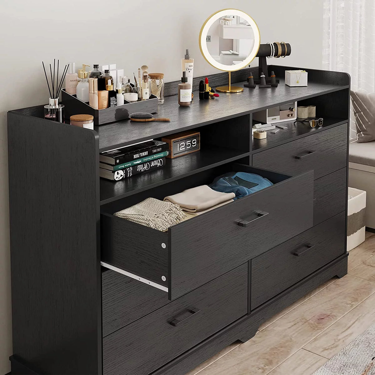 Black 6 Drawer Dresser Z99449