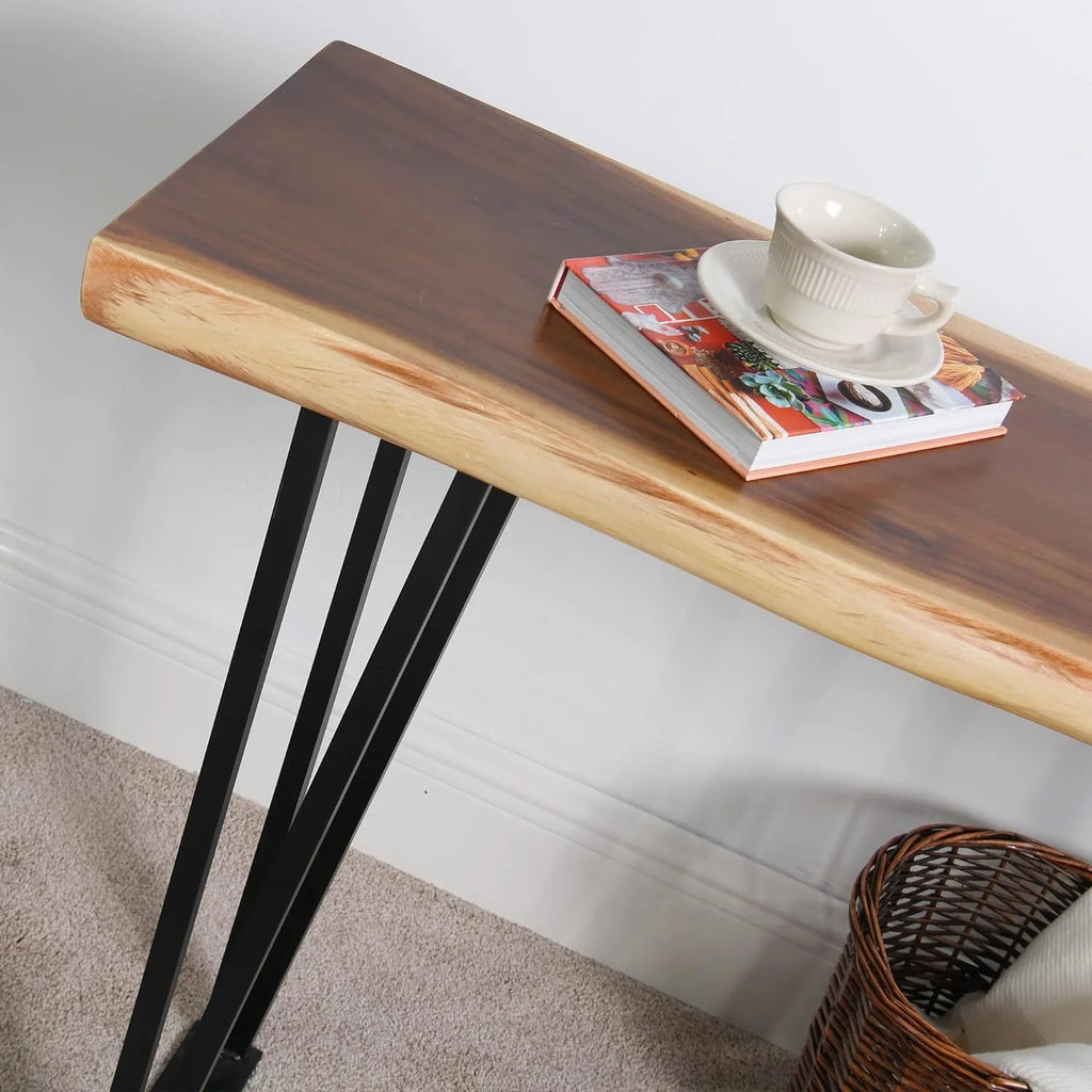 Solid Wood Console Table with Metal Legs F6583