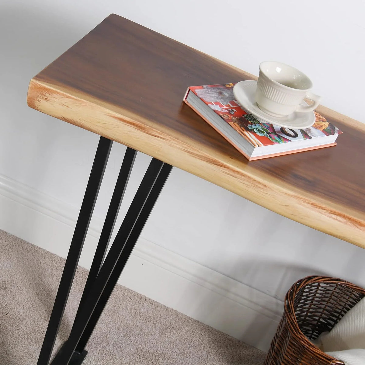 Solid Wood Console Table with Metal Legs F6583