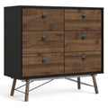 Black Matte and Walnut 6 Drawer Engineered Wood Chest J36142