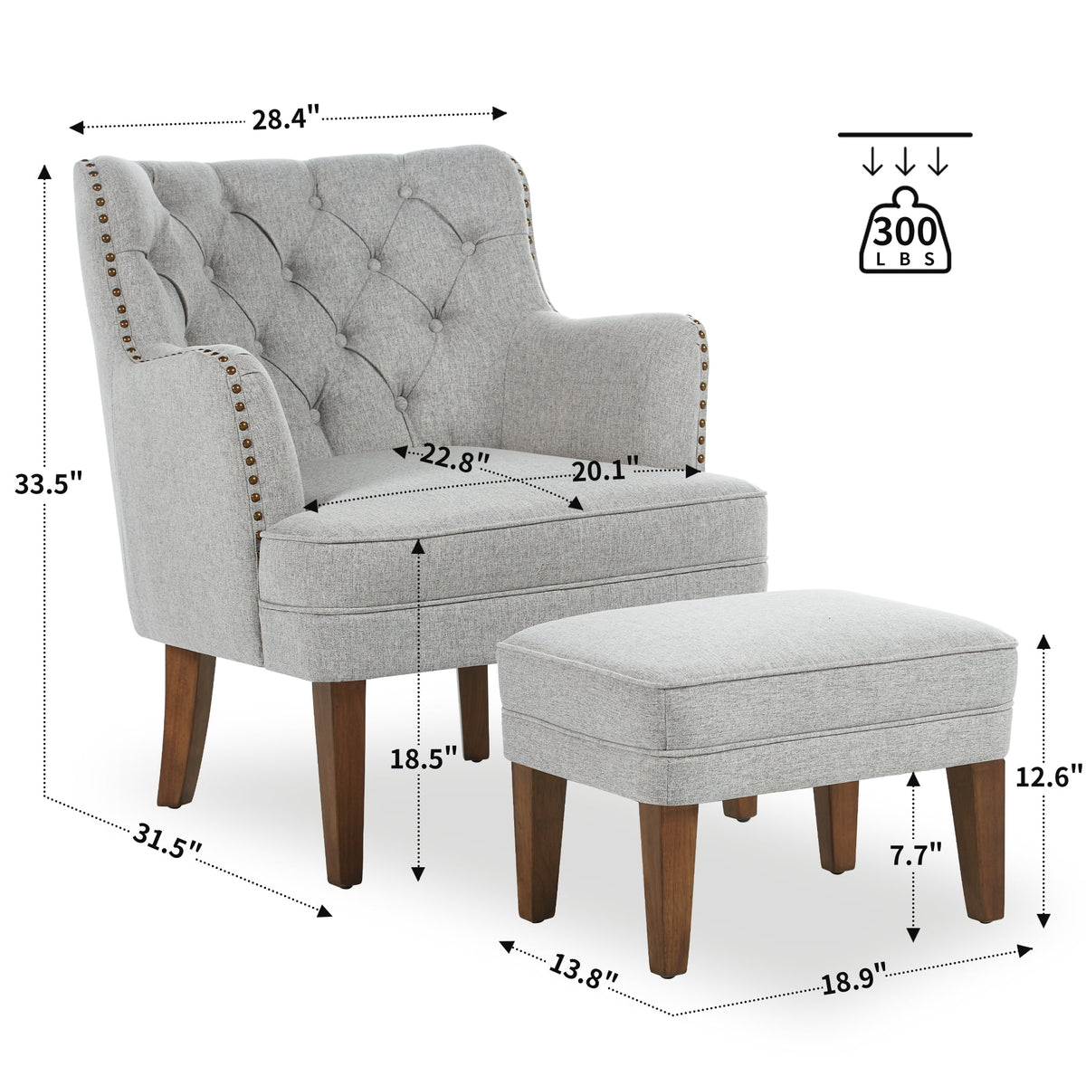Beige Accent Chair with Ottoman Set Q72714