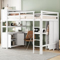 Full Loft Bed with Desk, Wardrobe, Bookshelf & Storage, Dark Blue, Wood Q999913