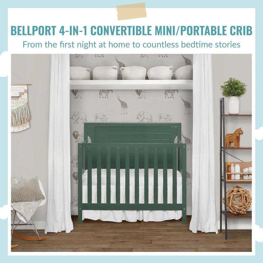 4 in 1 Convertible Mini Portable Crib with 3 Mattress Height Settings Z5620