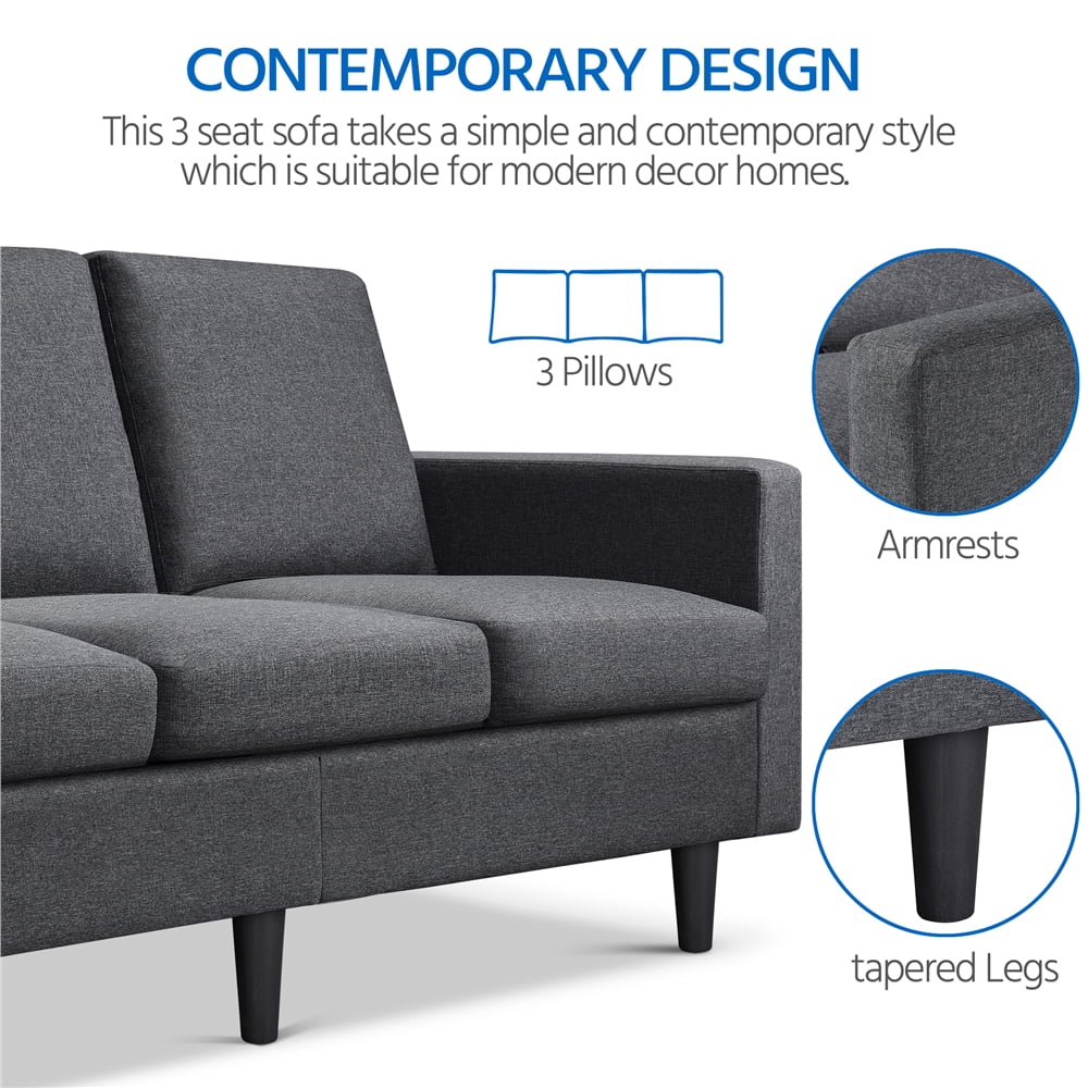 Gray Fabric 3-Seater Sofa C553