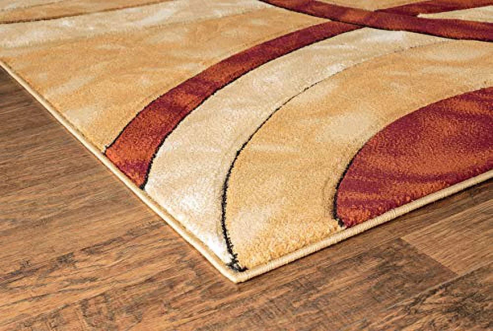 5x7 Dark Red Circles Area Rug H165