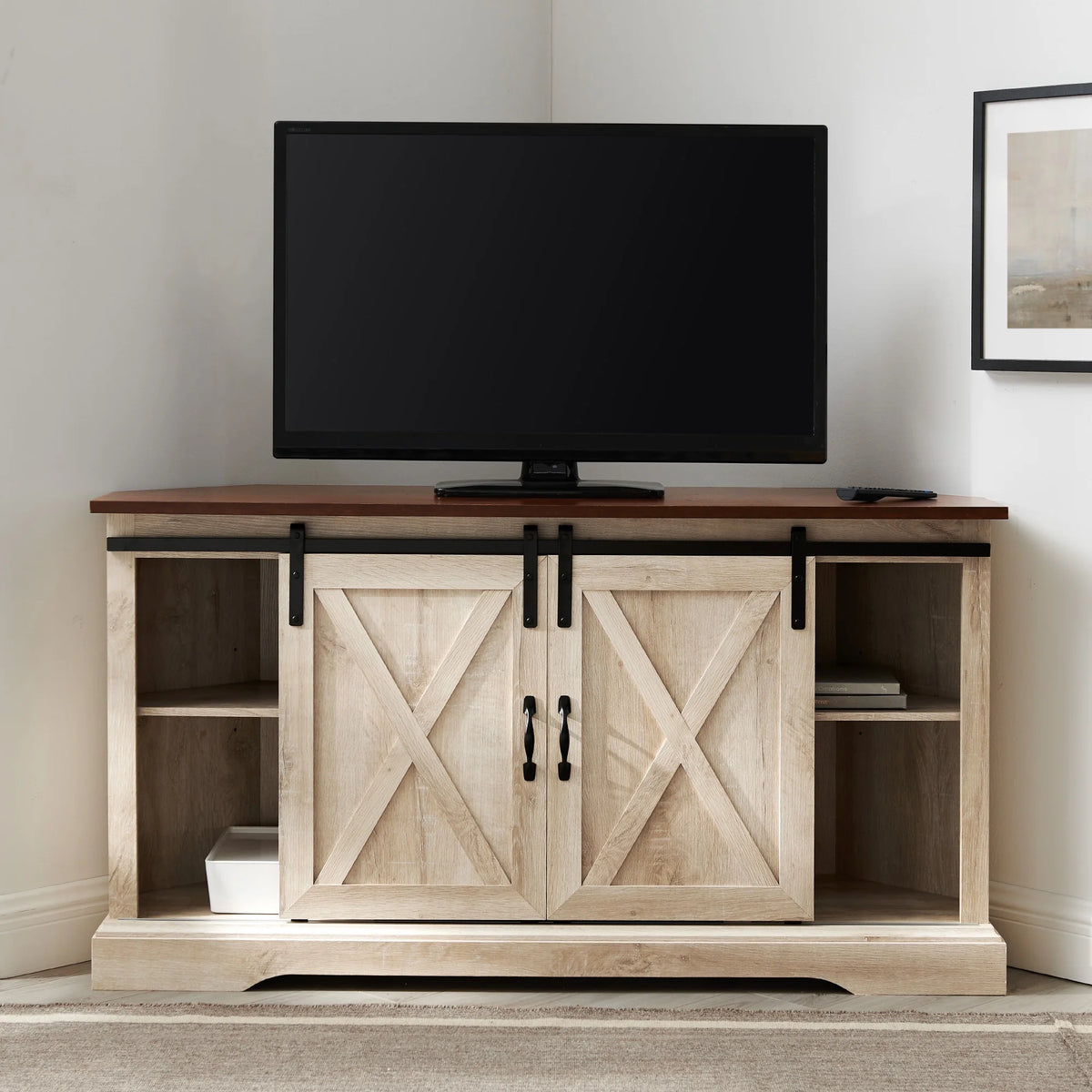 White Oak Corner TV Stand P497140