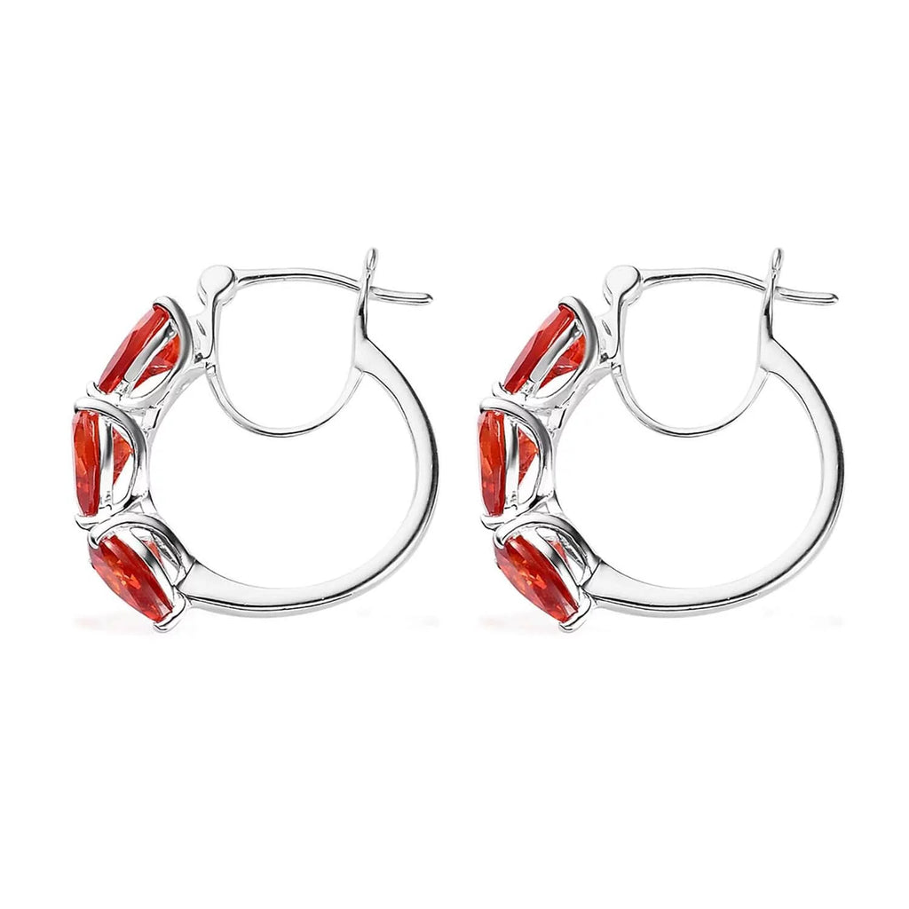 Orange Huggie Hoop Earrings Cubic Zirconia I686063