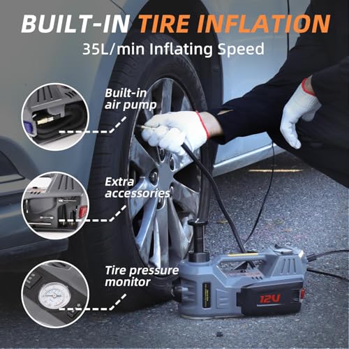 Electric Car Jack with Tire Inflator 12V Hydraulic Floor Jack K7472