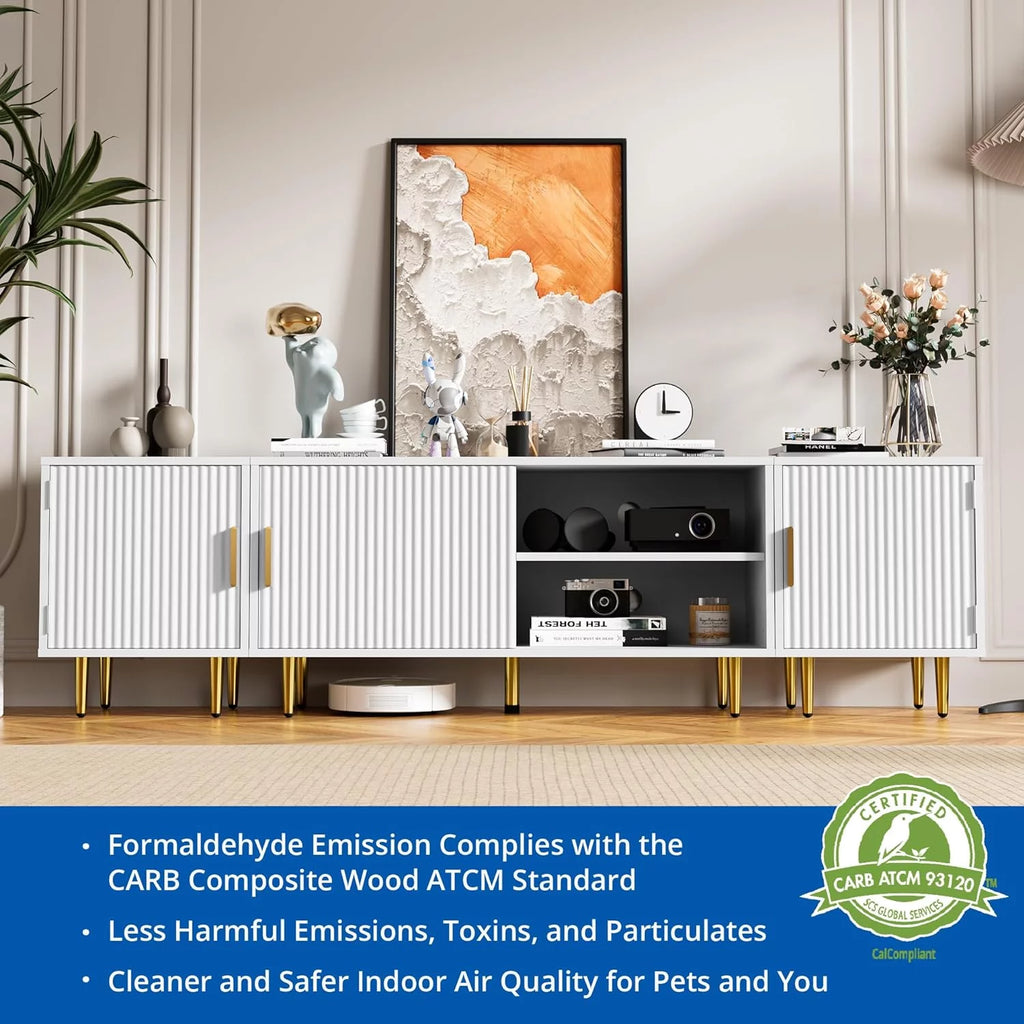 White TV Stand with Storage Cabinet E58449