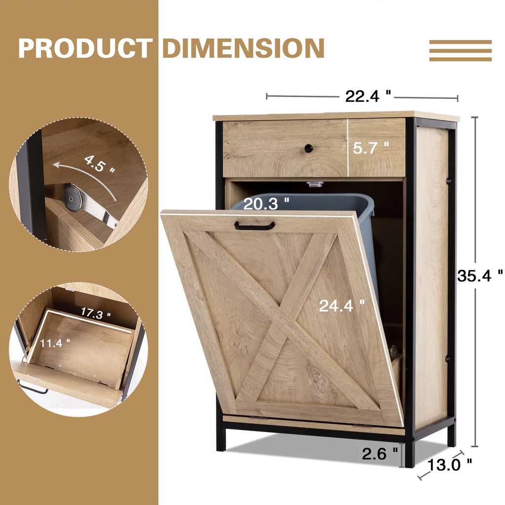 10 Gallon Tilt Out Trash Cabinet Wood Kitchen Island Storage C6543