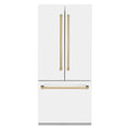 36 In. 19.6 cu. ft. Built-In French Door Refrigerator with Internal Water and Ice Dispenser in White Matte with Gold Accents R21182